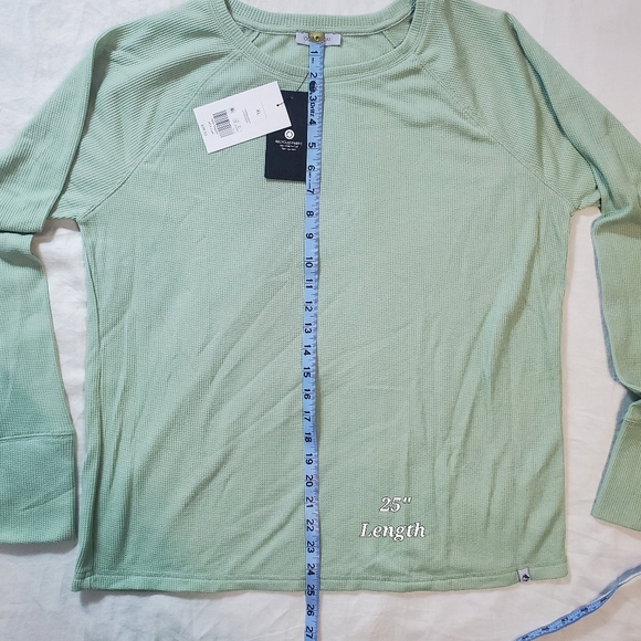 Ocean And Coast Womens XL  Green Waffle Knit Thermal Pajama Top Shirt - Picture 4 of 7